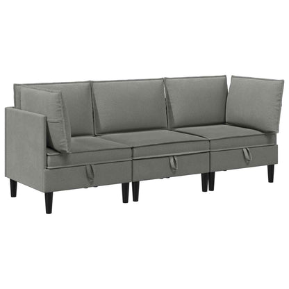 Set di mobili per il soggiorno 3 pcs Grigio scuro Tessuto