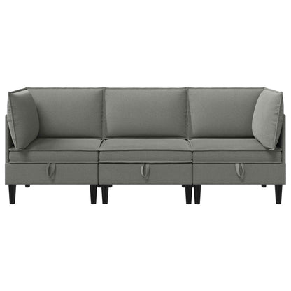 Set di mobili per il soggiorno 3 pcs Grigio scuro Tessuto | homemem39