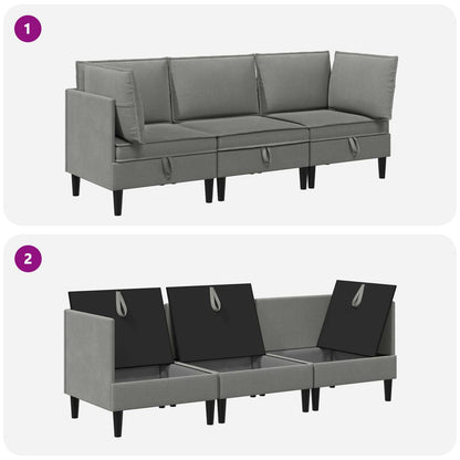 Set di mobili per il soggiorno 3 pcs Grigio scuro Tessuto | homemem39