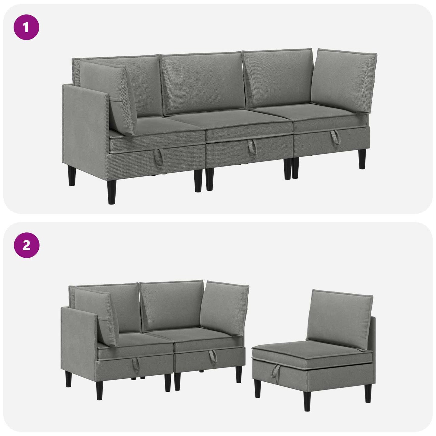 Set di mobili per il soggiorno 3 pcs Grigio scuro Tessuto | homemem39