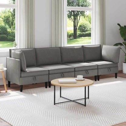 Set di mobili per il soggiorno 4 pcs Grigio scuro Tessuto | homemem39