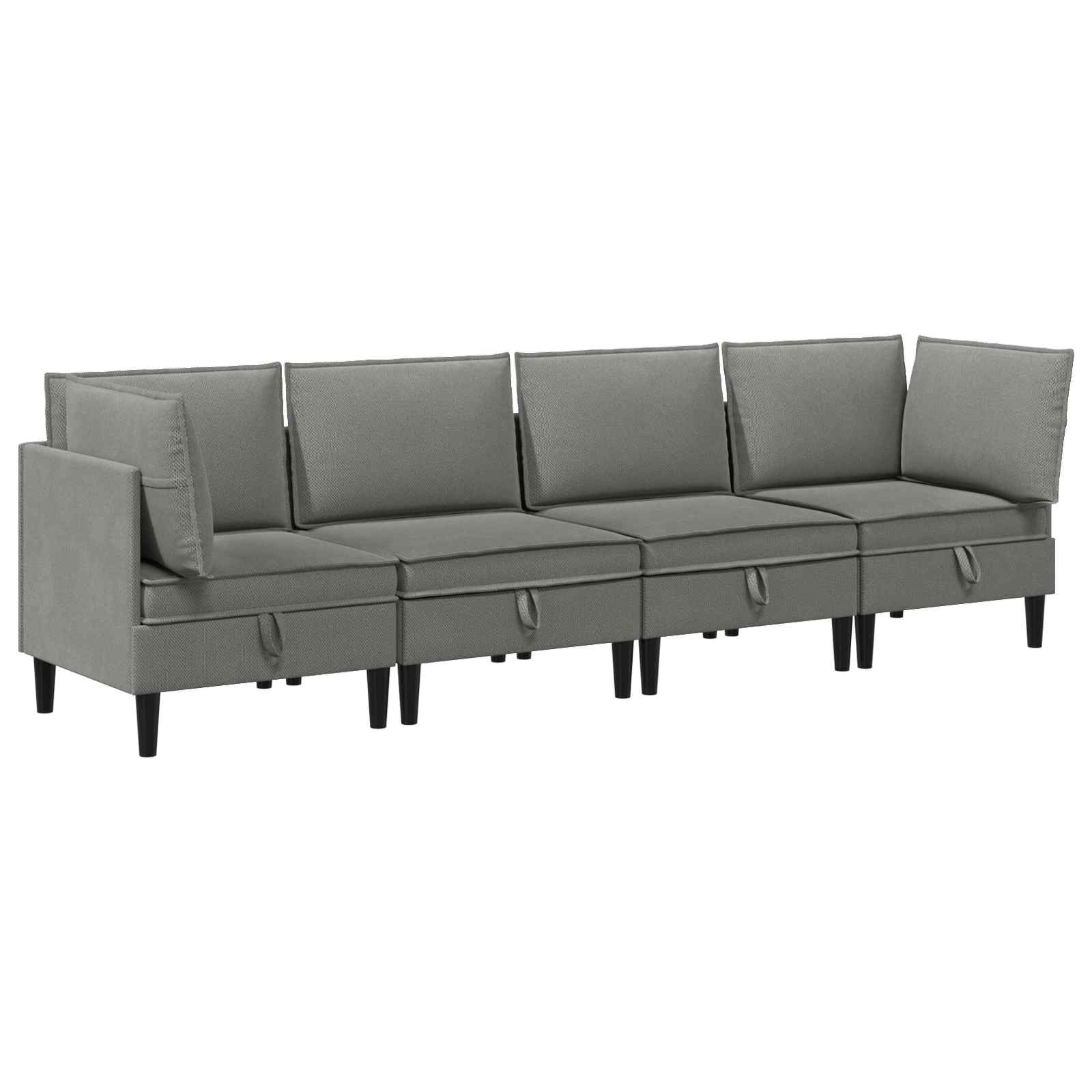 Set di mobili per il soggiorno 4 pcs Grigio scuro Tessuto | homemem39