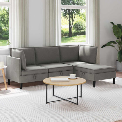 Set di mobili per il soggiorno 4 pcs Grigio scuro Tessuto