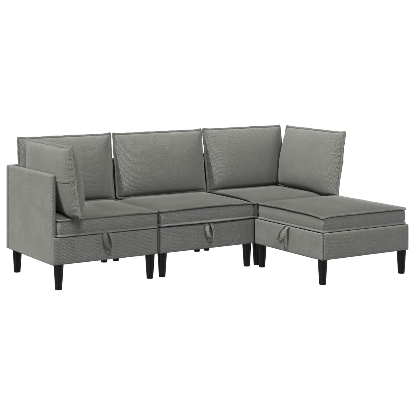 Set di mobili per il soggiorno 4 pcs Grigio scuro Tessuto | homemem39