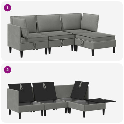 Set di mobili per il soggiorno 4 pcs Grigio scuro Tessuto