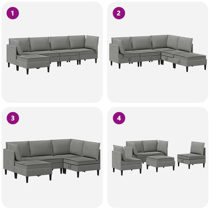 Set di mobili per il soggiorno 5 pcs Grigio scuro Tessuto | homemem39
