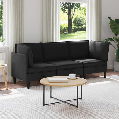 Set di mobili per il soggiorno 3 pcs Nero Tessuto | homemem39