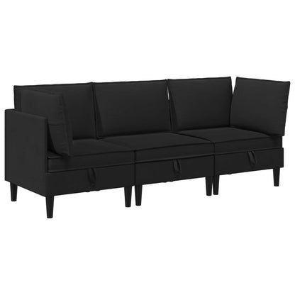 Set di mobili per il soggiorno 3 pcs Nero Tessuto | homemem39