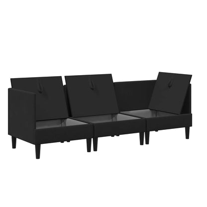 Set di mobili per il soggiorno 3 pcs Nero Tessuto | homemem39