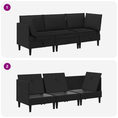 Set di mobili per il soggiorno 3 pcs Nero Tessuto | homemem39
