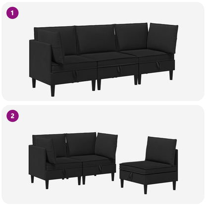 Set di mobili per il soggiorno 3 pcs Nero Tessuto