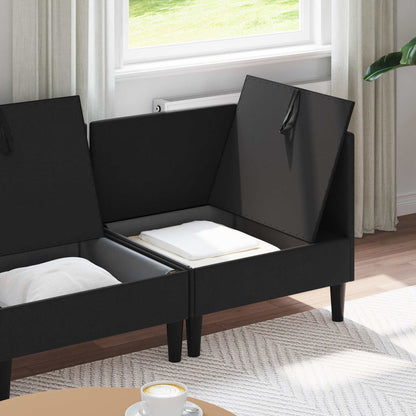 Set di mobili per il soggiorno 4 pcs Nero Tessuto | homemem39