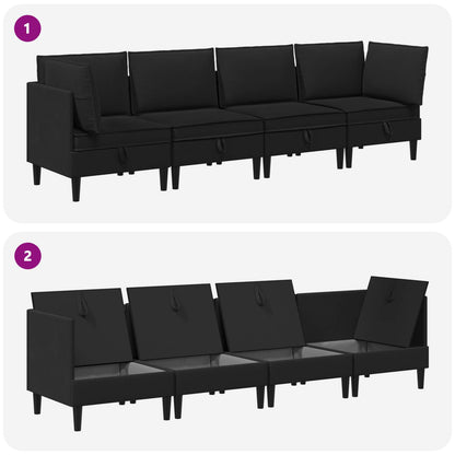 Set di mobili per il soggiorno 4 pcs Nero Tessuto | homemem39