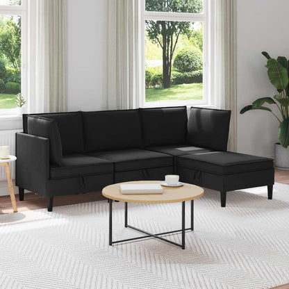 Set di mobili per il soggiorno 4 pcs Nero Tessuto