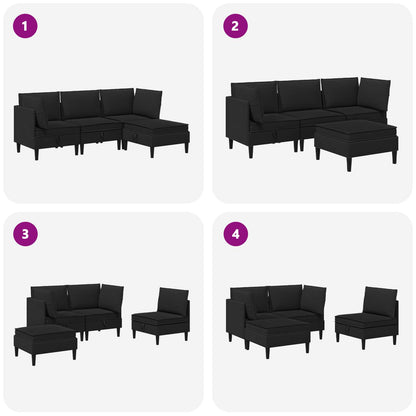 Set di mobili per il soggiorno 4 pcs Nero Tessuto
