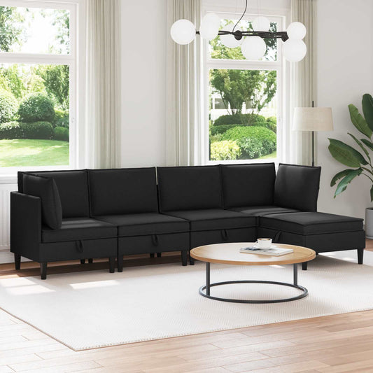 Set di mobili per il soggiorno 5 pcs Nero Tessuto | homemem39