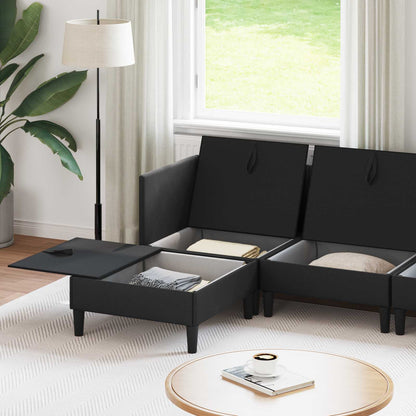 Set di mobili per il soggiorno 5 pcs Nero Tessuto | homemem39
