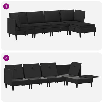 Set di mobili per il soggiorno 5 pcs Nero Tessuto | homemem39