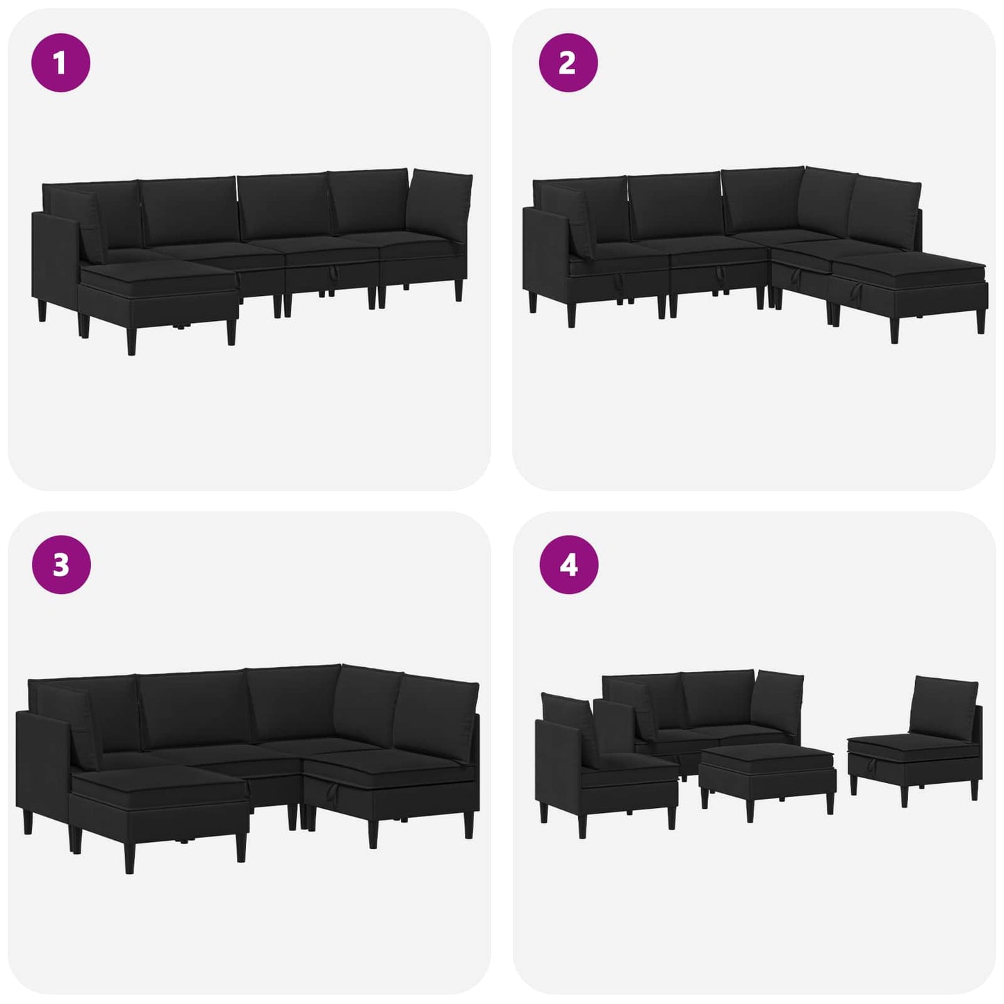 Set di mobili per il soggiorno 5 pcs Nero Tessuto | homemem39