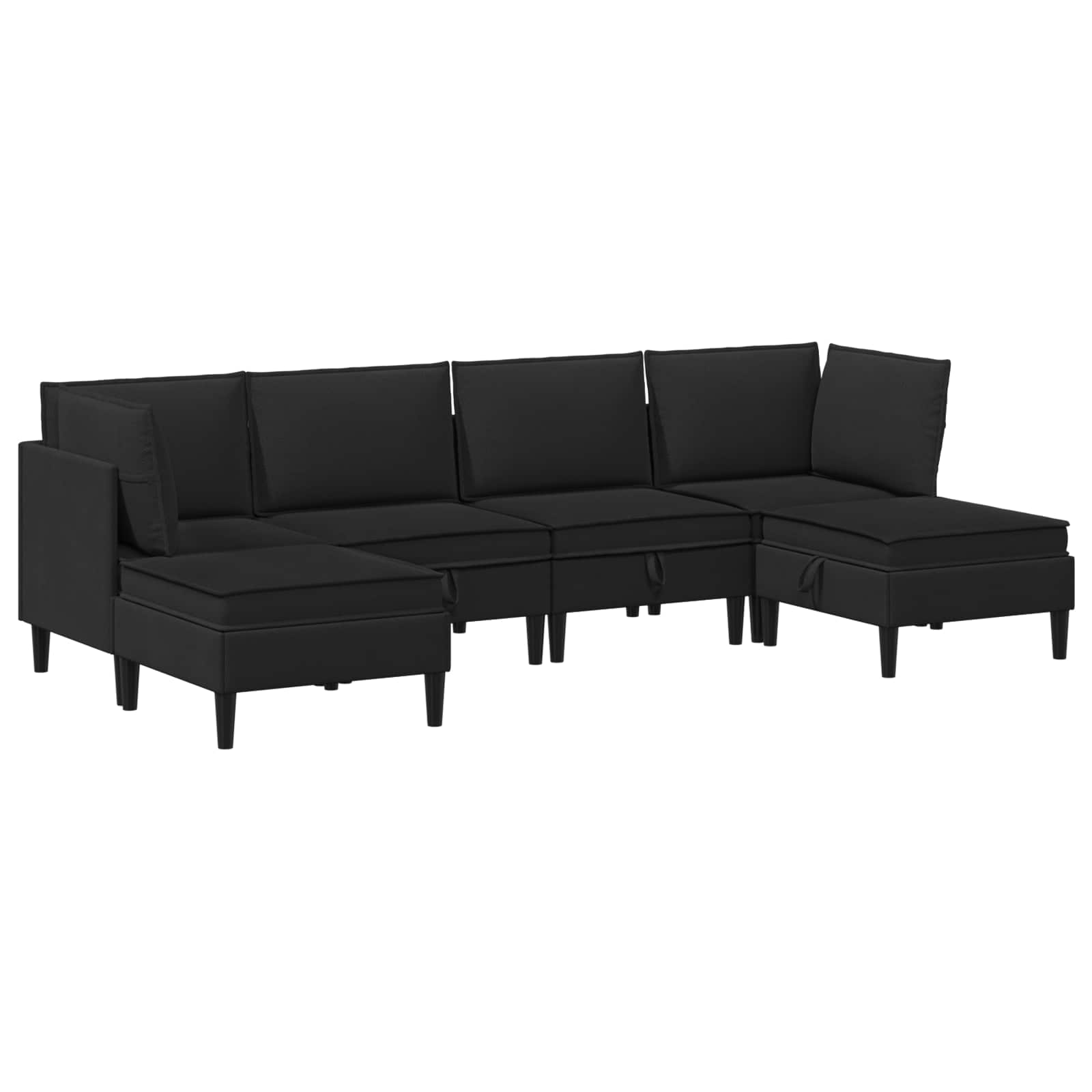 Set di mobili per il soggiorno 6 pcs Nero Tessuto | homemem39