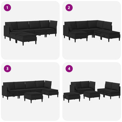 Set di mobili per il soggiorno 6 pcs Nero Tessuto | homemem39