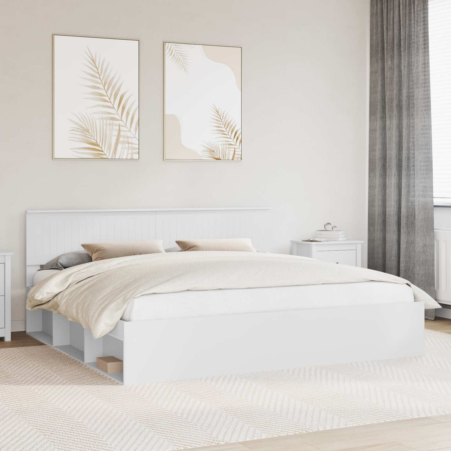 Struttura del letto Bianco 200 x 200 cm Pino massello | homemem39
