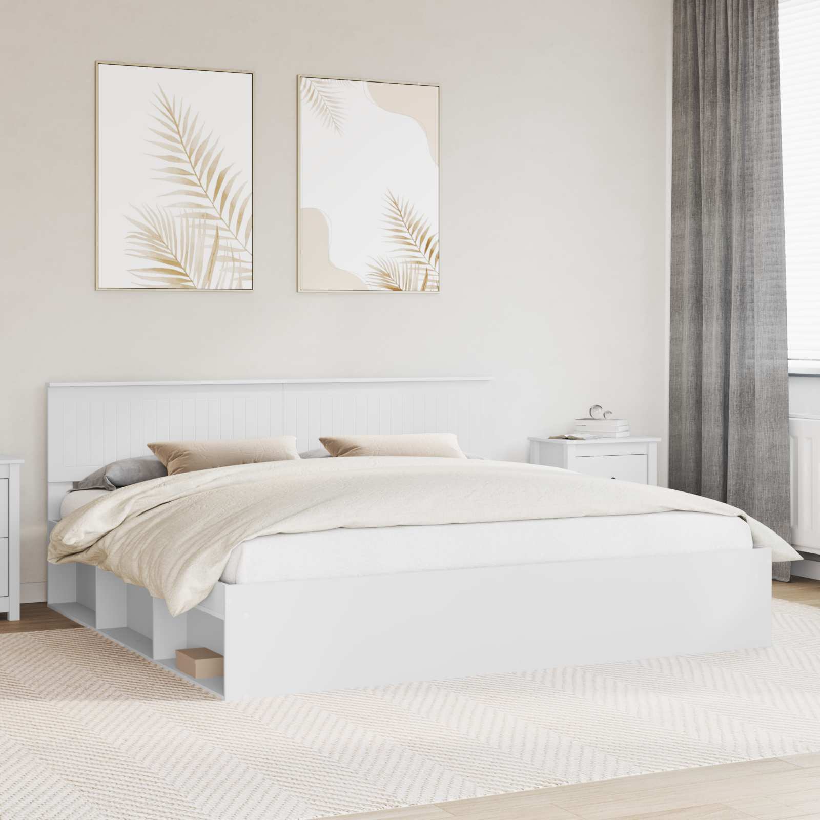 Struttura del letto Bianco 200 x 200 cm Pino massello | homemem39