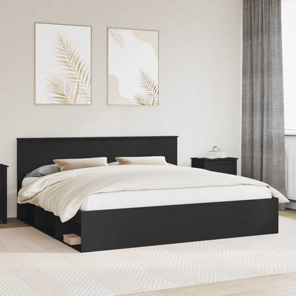 Struttura del letto Nero 200 x 200 cm Pino massello | homemem39