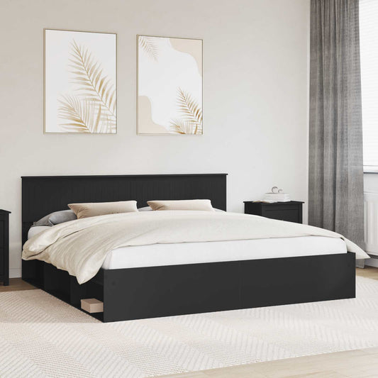 Struttura del letto Nero 200 x 200 cm Pino massello | homemem39