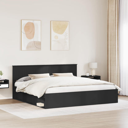 Struttura del letto Nero 200 x 200 cm Pino massello | homemem39