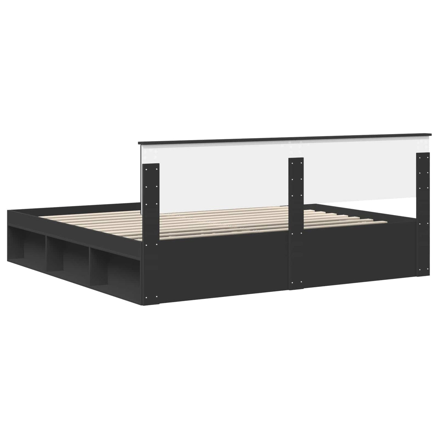 Struttura del letto Nero 200 x 200 cm Pino massello | homemem39