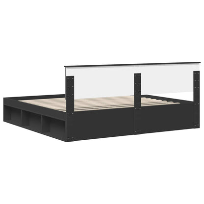 Struttura del letto Nero 200 x 200 cm Pino massello | homemem39