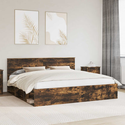 Struttura del letto Rovere fumé 200 x 200 cm Pino massello | homemem39