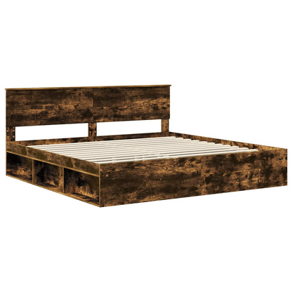 Struttura del letto Rovere fumé 200 x 200 cm Pino massello | homemem39