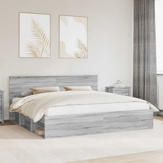 Struttura del letto Grigio Sonoma 200 x 200 cm Pino massello