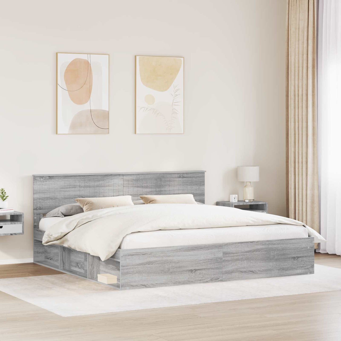Struttura del letto Grigio Sonoma 200 x 200 cm Pino massello | homemem39
