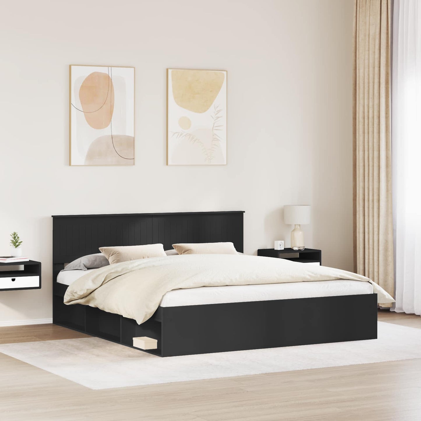 Struttura del letto Nero 180 x 200 cm Pino massello | homemem39