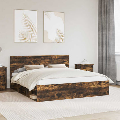 Struttura del letto Rovere fumé 180 x 200 cm Pino massello | homemem39