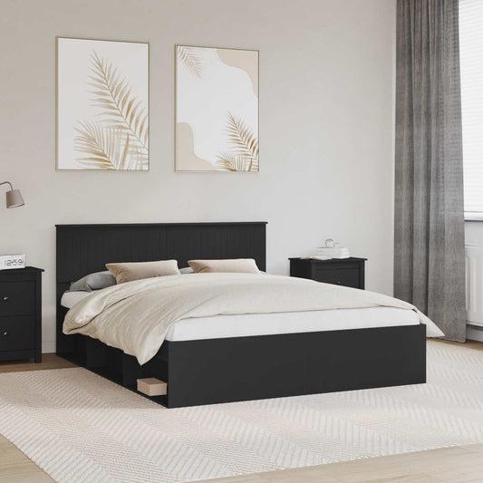 Struttura del letto Nero 160 x 200 cm Pino massello | homemem39