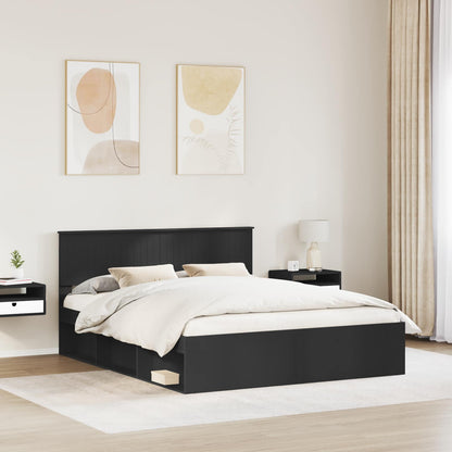 Struttura del letto Nero 160 x 200 cm Pino massello | homemem39