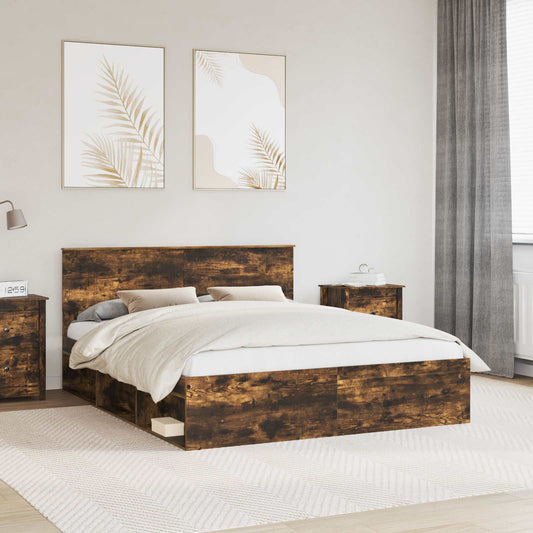 Struttura del letto Rovere fumé 160 x 200 cm Pino massello | homemem39