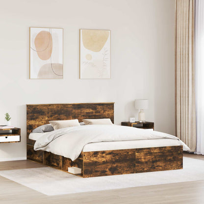 Struttura del letto Rovere fumé 160 x 200 cm Pino massello | homemem39