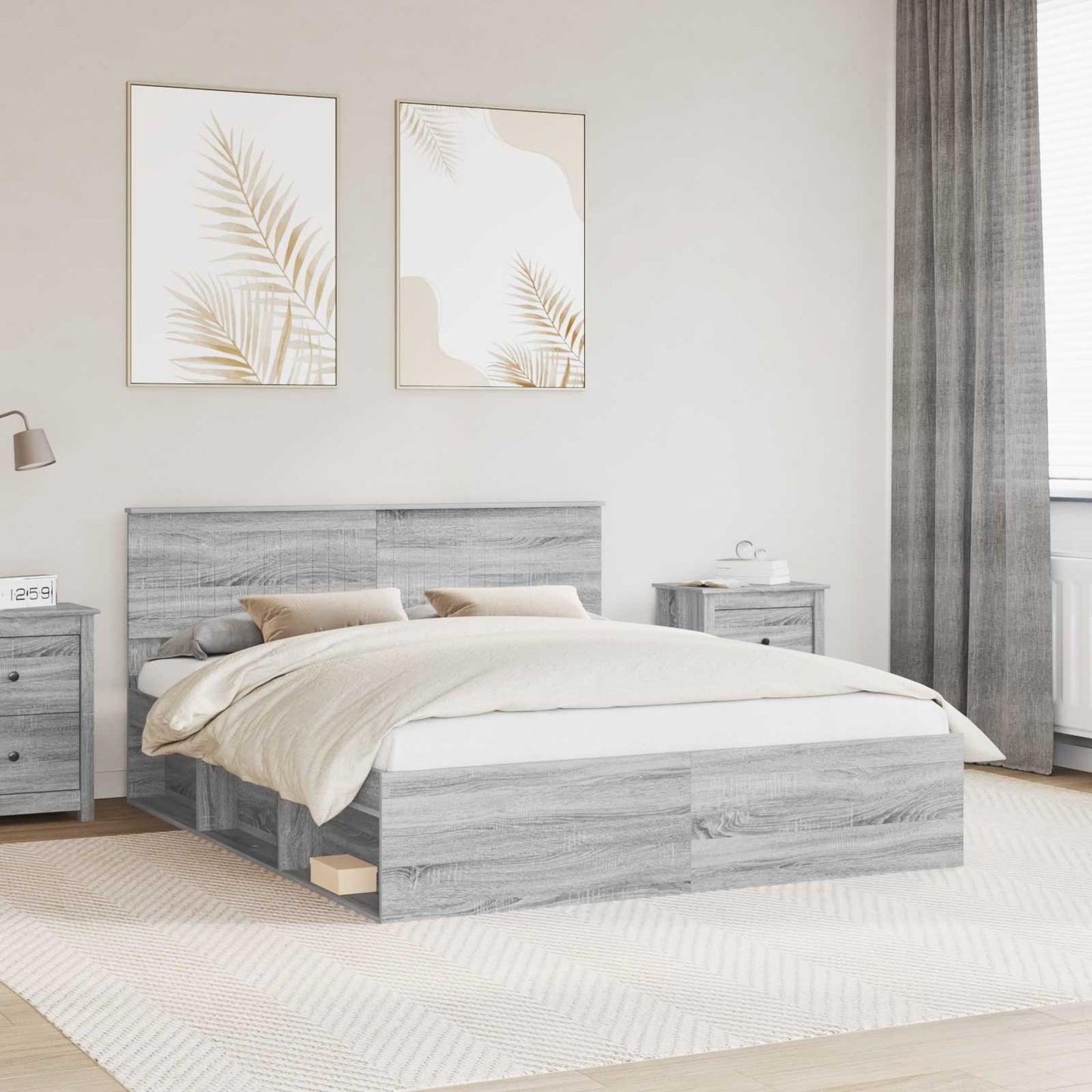 Struttura del letto Grigio Sonoma 160 x 200 cm Pino massello | homemem39