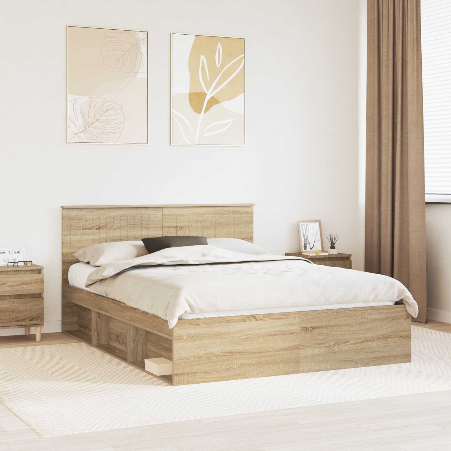 Struttura del letto Rovere Sonoma 150 x 200 cm Pino massello | homemem39