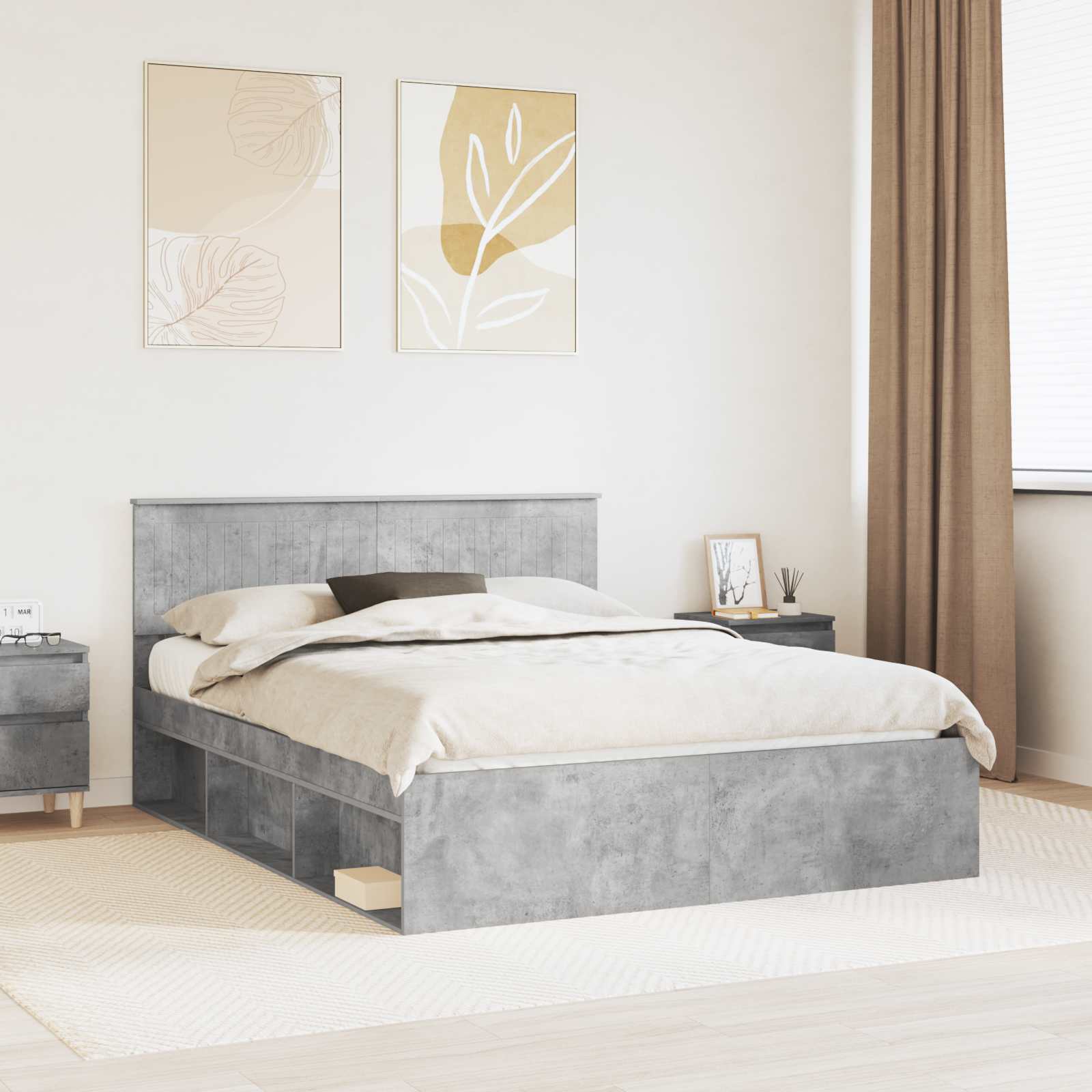 Struttura del letto Grigio Concretè 150 x 200 cm Pino massello | homemem39