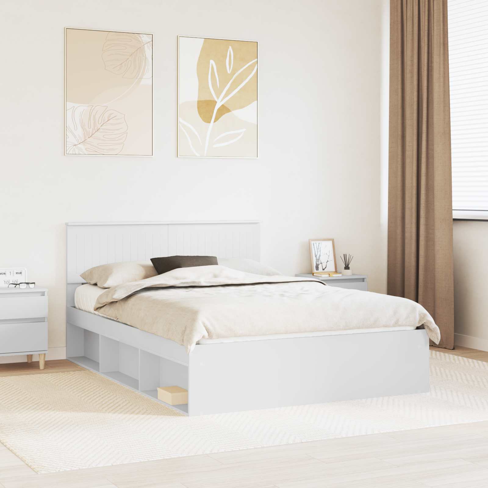 Struttura del letto Bianco 140 x 190 cm Pino massello | homemem39