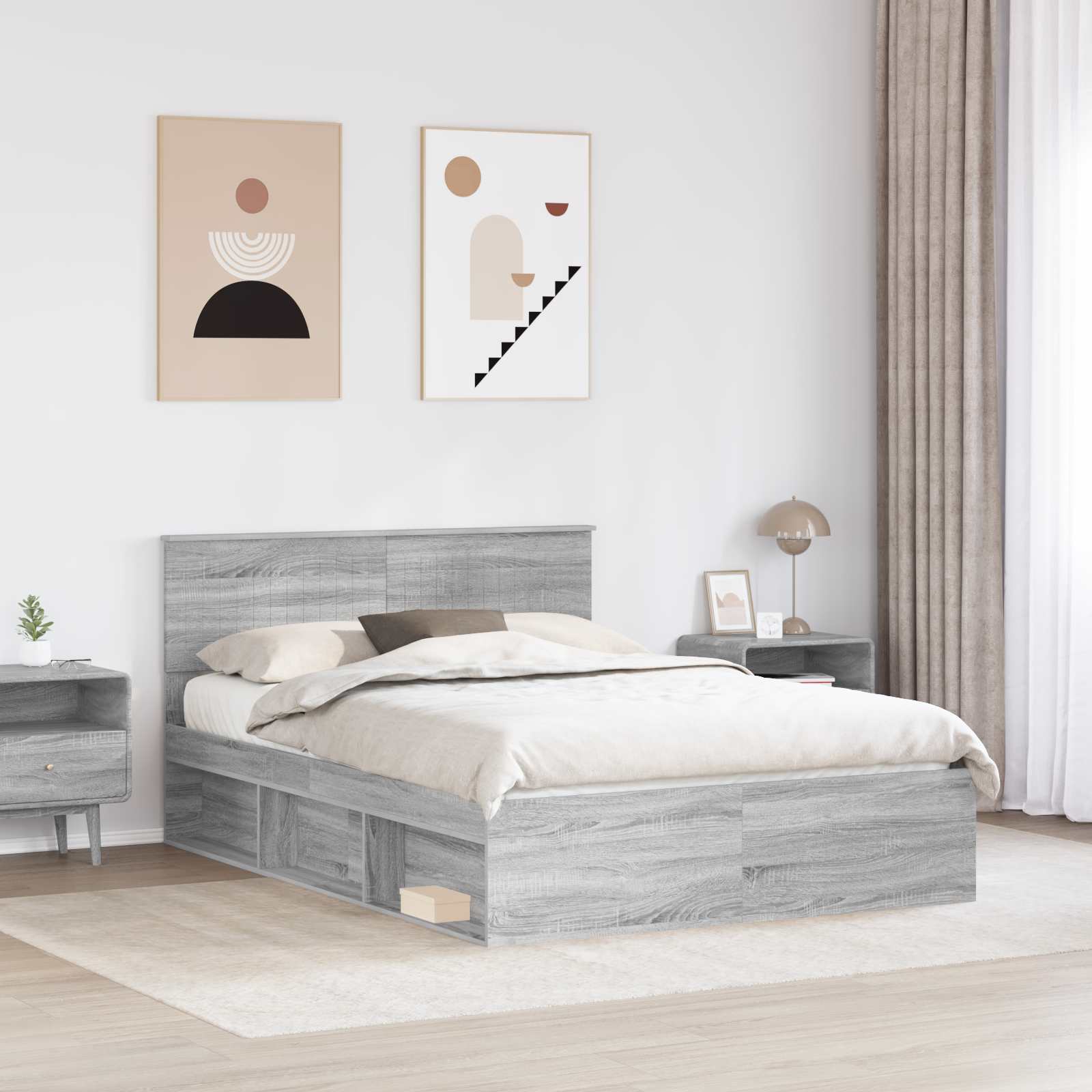 Struttura del letto Grigio Sonoma 135 x 190 cm Pino massello | homemem39
