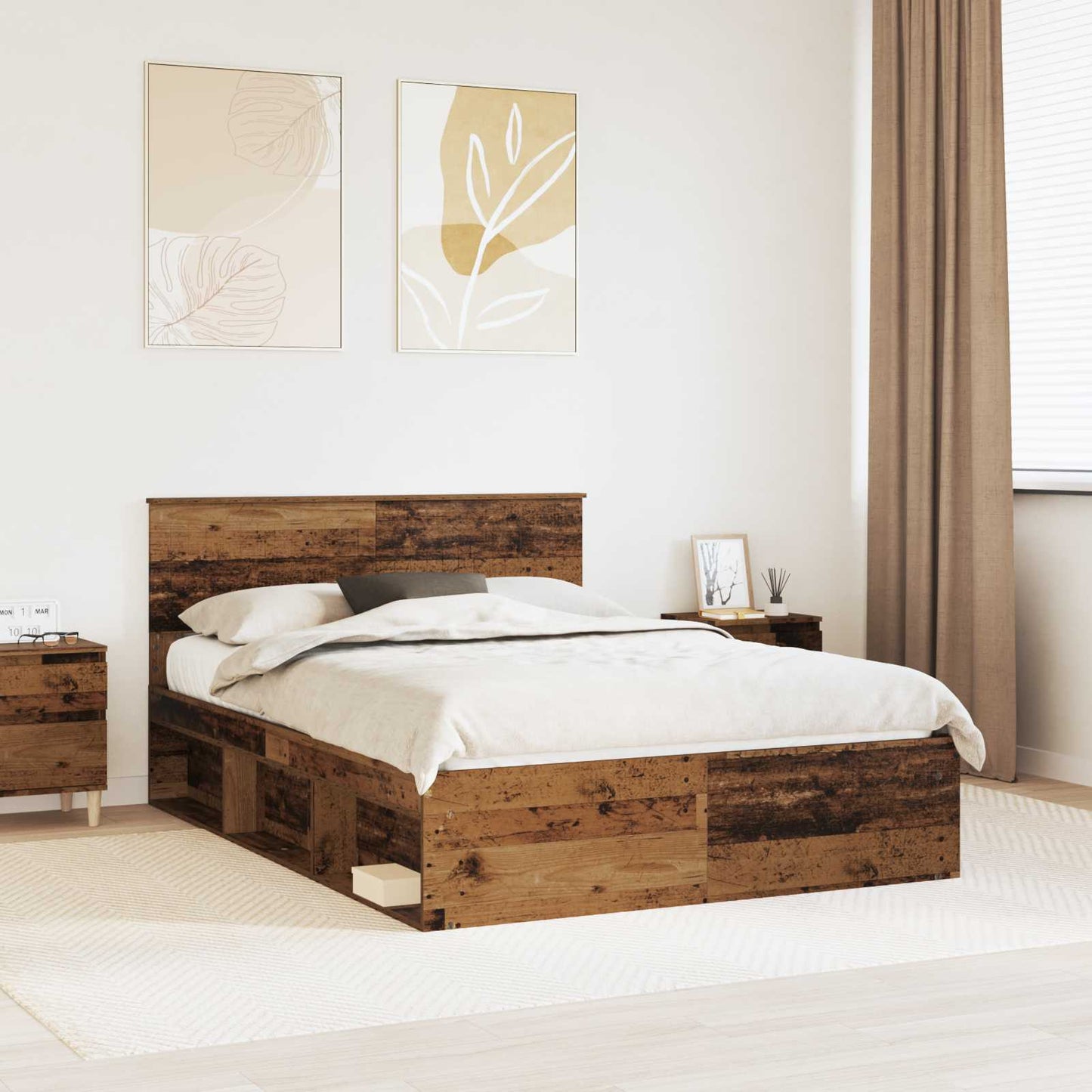 Struttura del letto Legno vecchio 135 x 190 cm Pino massello | homemem39