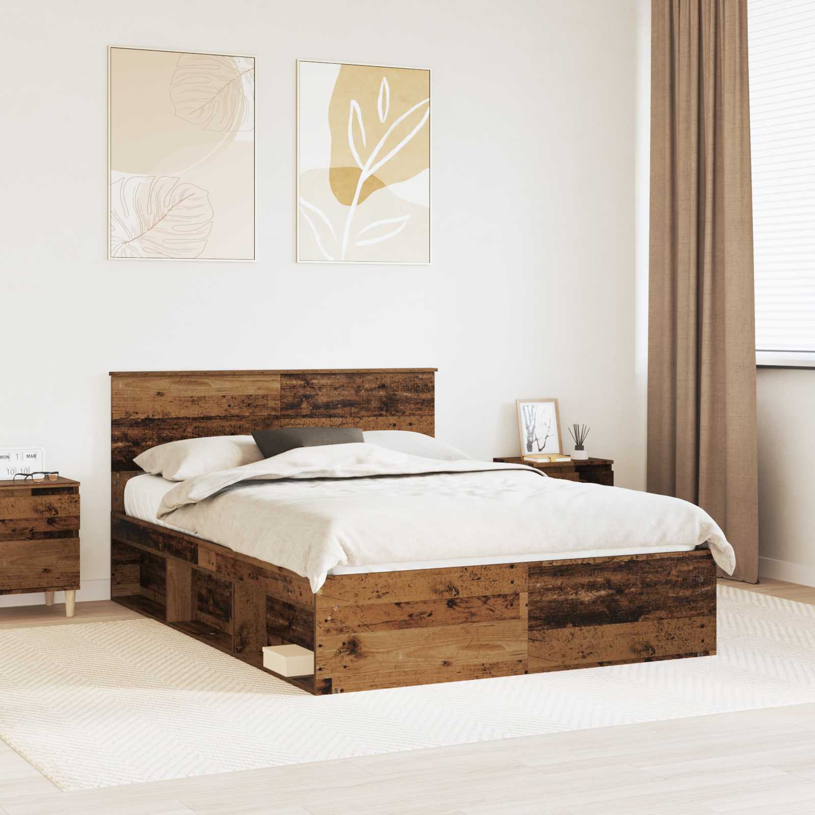 Struttura del letto Legno vecchio 135 x 190 cm Pino massello | homemem39