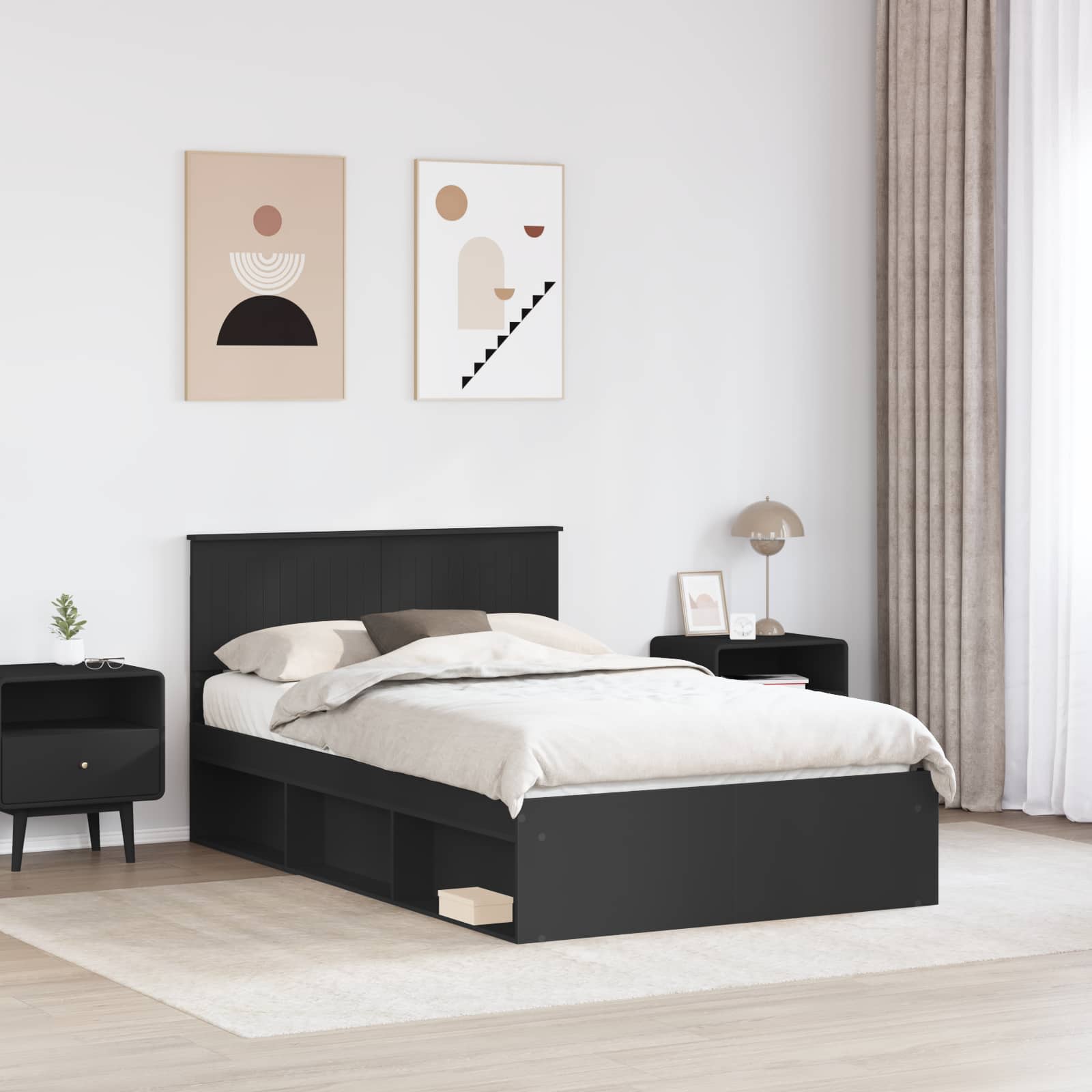 Struttura del letto Nero 120 x 200 cm Pino massello | homemem39